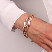 Bracciale in Metallo a groumette con cristalli bianchi e smalto colorato