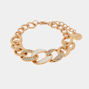 Bracciale in Metallo a groumette con cristalli bianchi e smalto colorato