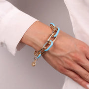 Bracciale in Metallo a groumette con smalto colorato blu
