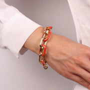Bracciale in Metallo a groumette con smalto colorato rosso