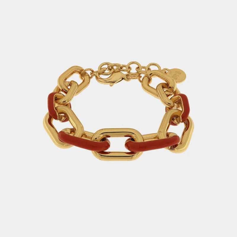 Bracciale in Metallo a groumette con smalto colorato rosso