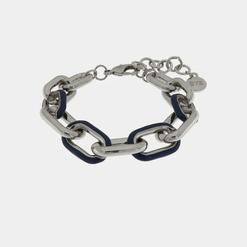 Bracciale in Metallo a groumette con smalto colorato nero