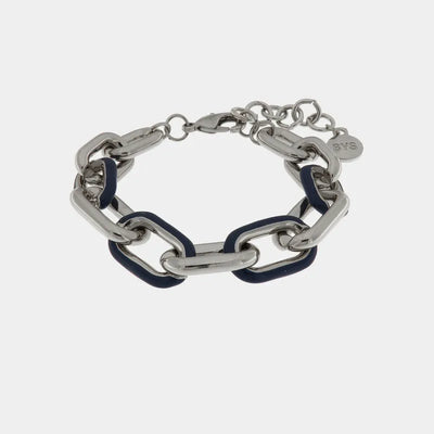 Groumette metal bracelet with black colored enamel