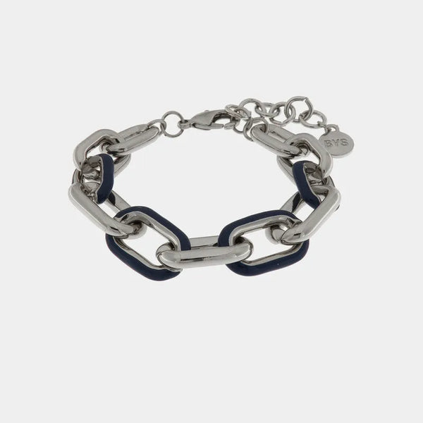 Bracciale in Metallo a groumette con smalto colorato nero