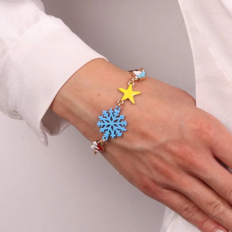 Bracciale in Metallo con stella, fiocco di neve, nuvola