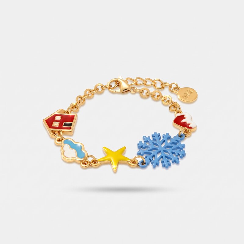 Bracciale in Metallo con stella, fiocco di neve, nuvola - BYSIMON gioielli