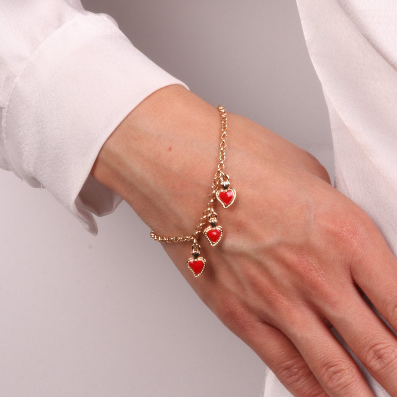 Bracciale in Metallo con cuori sacri pendenti - BYSIMON gioielli