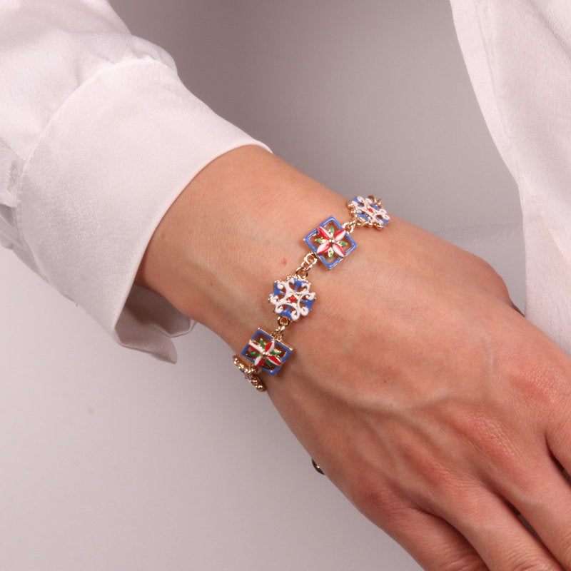 Bracciale in Metallo con maioliche colorate - BYSIMON gioielli