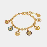 Bracciale in Metallo con ruote carro colorate e trinacria pendenti