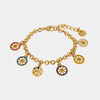 Bracciale in Metallo con ruote carro colorate e trinacria pendenti