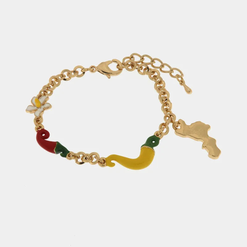 Bracciale in Metallo con peperoncini pendenti