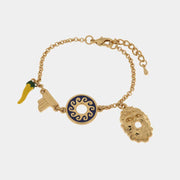 Bracciale in Metallo con maschera, sole, colonna e peperoncino  pendenti