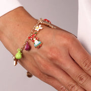 Bracciale in Metallo con simboli calabresi: peperoncino, cipolla di tropea, fiore, stella