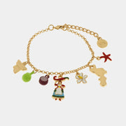 Bracciale in Metallo con simboli calabresi: peperoncino, cipolla di tropea, fiore, stella