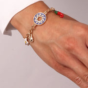 Bracciale in Metallo con sole, peperoncino e fiore
