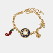 Bracciale in Metallo con sole, peperoncino e fiore