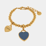 Bracciale in Metallo con cuore pendente in smalto blu e scritta Capri