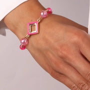 Bracciale in Metallo con cristalli colorati nelle sfumature rosa ispirate al vetro di Murano