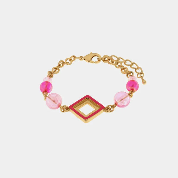 Bracciale in Metallo con cristalli colorati nelle sfumature rosa ispirate all'art glass