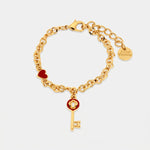 Bracciale in Metallo con chiave pendente in smalto rosso - BYSIMON gioielli