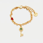 Bracciale in Metallo con chiave pendente in smalto verde - BYSIMON gioielli