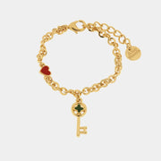 Bracciale in Metallo con chiave pendente in smalto verde