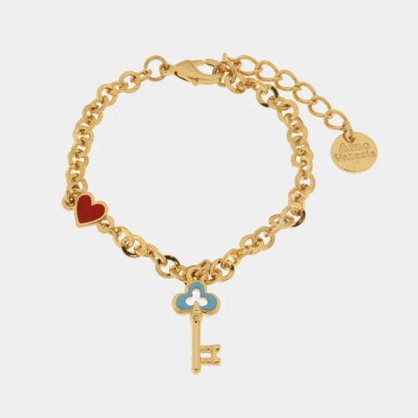 Bracciale in Metallo con chiave pendente in smalto blu - BYSIMON gioielli
