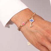 Bracciale in Metallo con chiave pendente in smalto blu