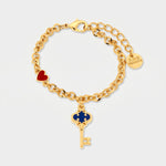 Bracciale in Metallo con chiave pendente in smalto blu - BYSIMON gioielli