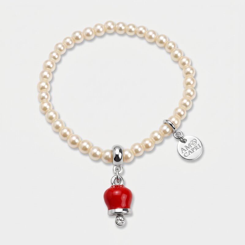 Bracciale con perle e campanella portafortuna | regalo laurea | BYSIMON