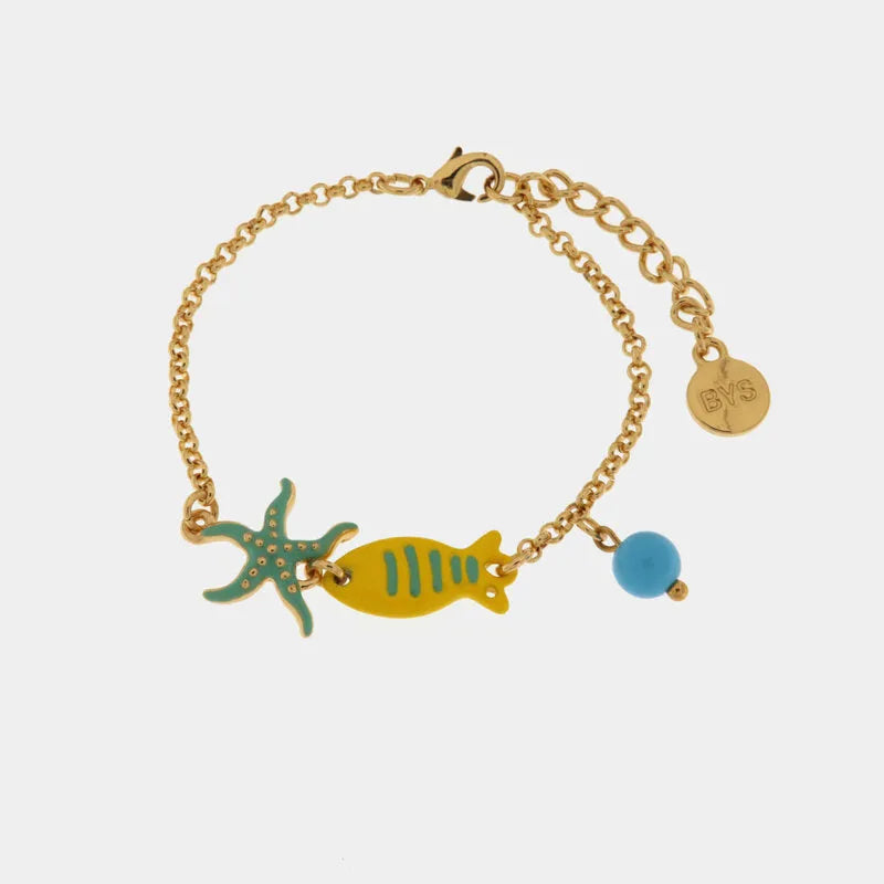 Metal bracelet with marine symbols