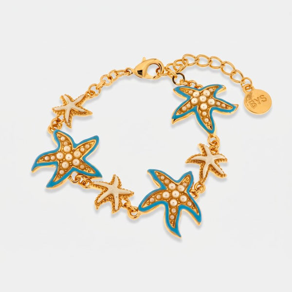 Bracciale in Metallo con stelle marine azzurre BYS - gioiello BySimon