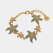 Bracciale in Metallo con stelle marine azzurre