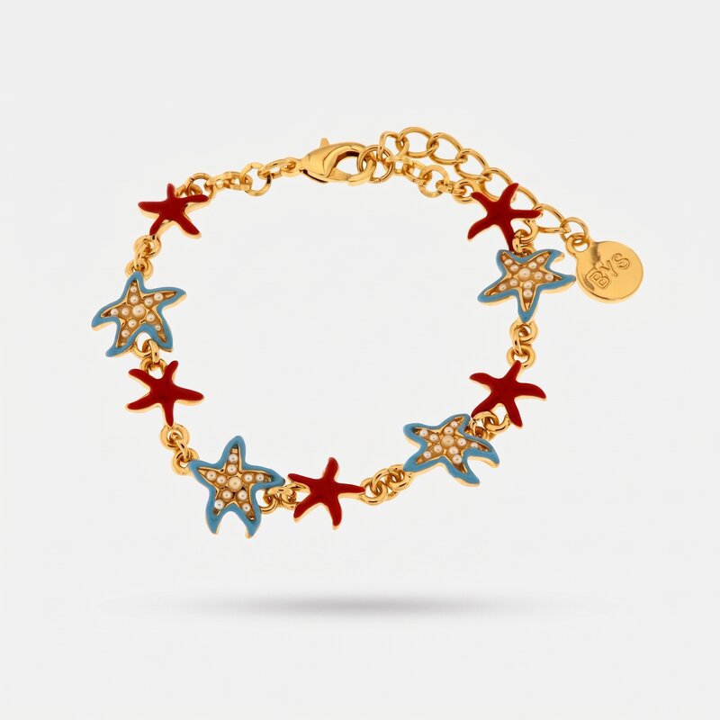 Bracciale in Metallo con stelle marine colorate - BYSIMON gioielli