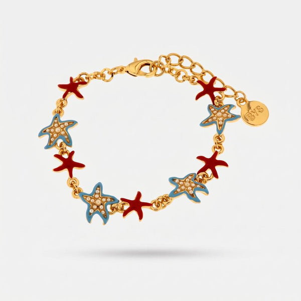 Bracciale in Metallo con stelle marine colorate - BYSIMON gioielli