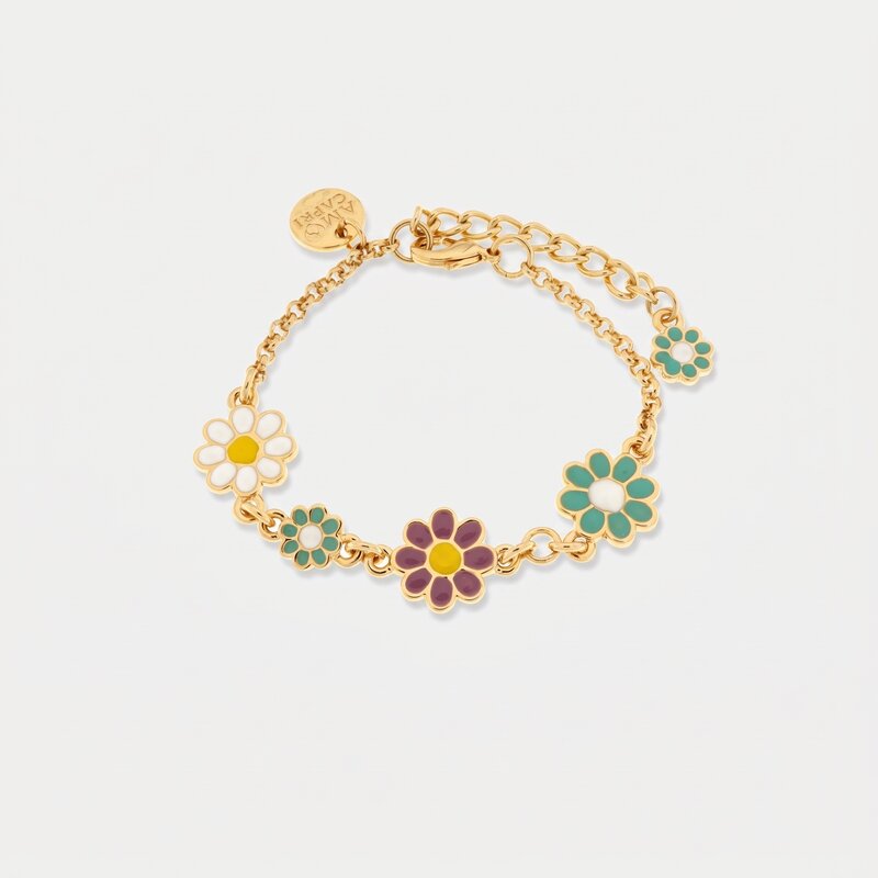 Bracciale in Metallo con margherite colorate - BYSIMON gioielli