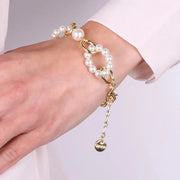 Bracciale in Metallo con perle a cerchio intrecciate