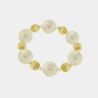 Bracciale in Metallo con perle e dettagli oro