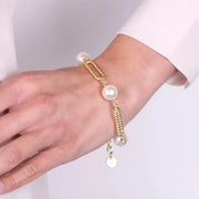 Bracciale in Metallo con perle singole e catene