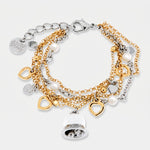 Bracciale in Metallo con ciondoli a forma di cuore e campanella smaltata bianca - BYSIMON gioielli