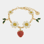 Bracciale in Metallo con margherite e fragola centrale pendente SICILY - gioiello BySimon