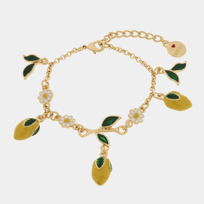 Bracciale in Metallo con margherite e limone pendenti - BYSIMON gioielli