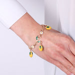 Bracciale in Metallo con margherite e limone pendenti - BYSIMON gioielli
