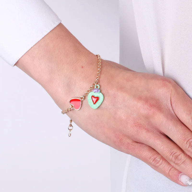 Bracciale in Metallo con cuore sacro colorato pendente AMONAPOLI - gioiello BySimon