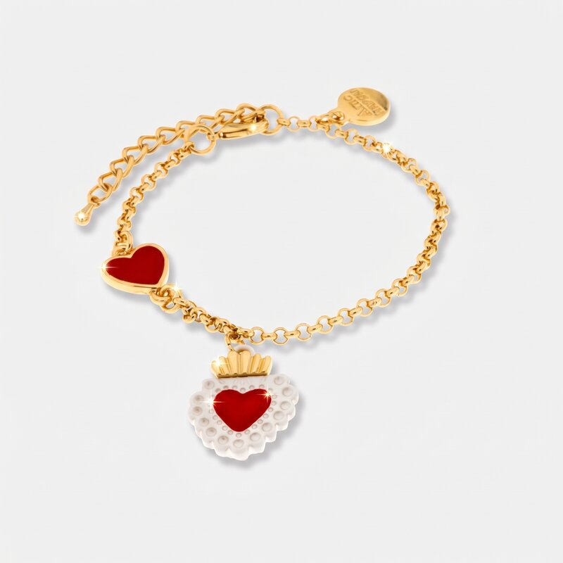 Bracciale in Metallo con cuore sacro pendente AMONAPOLI - gioiello BySimon