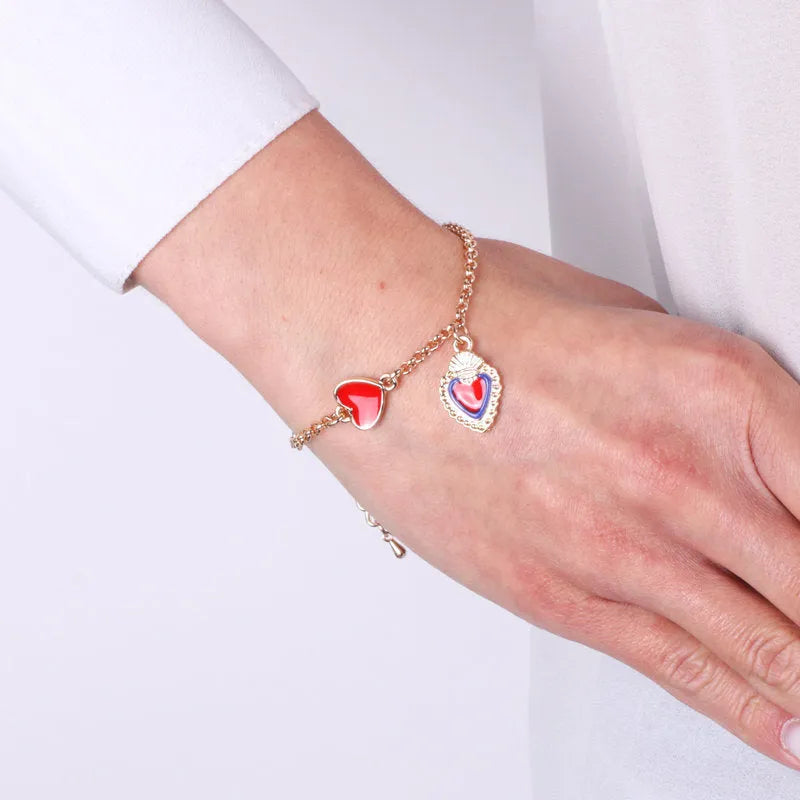 Bracciale in Metallo con cuore sacro pendente - BYSIMON gioielli