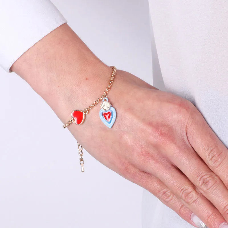 Bracciale in Metallo con cuore sacro colorato pendente - BYSIMON gioielli