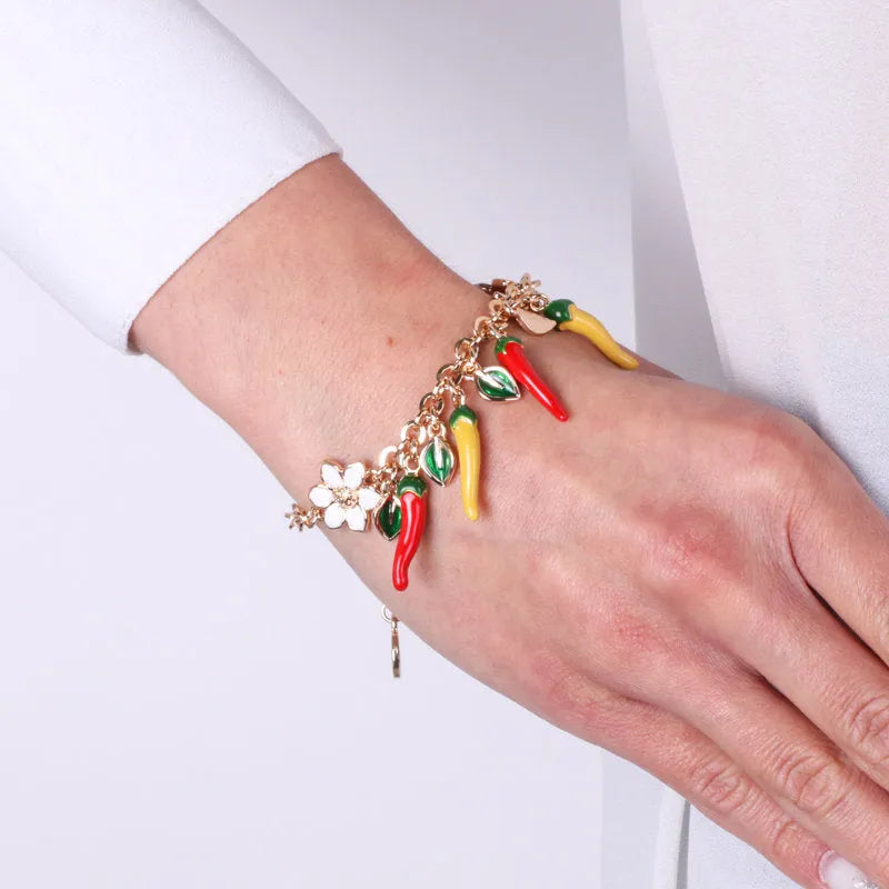 Bracciale in Metallo con peperoncini colorati