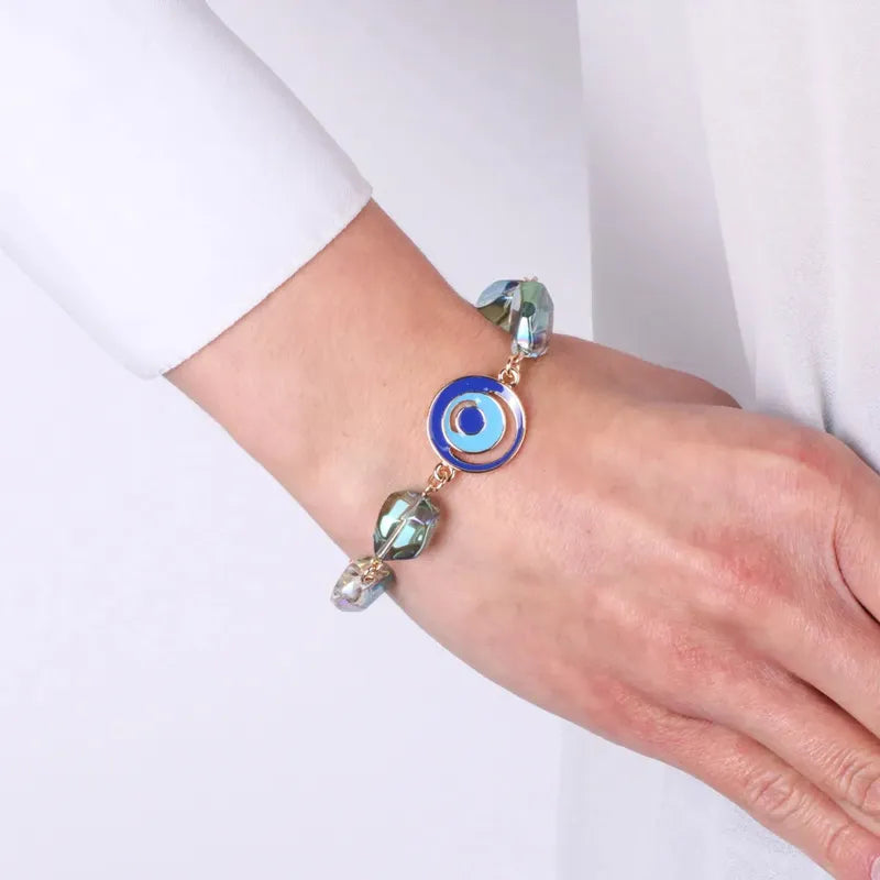 Bracciale in Metallo con cristalli e smalti colorati