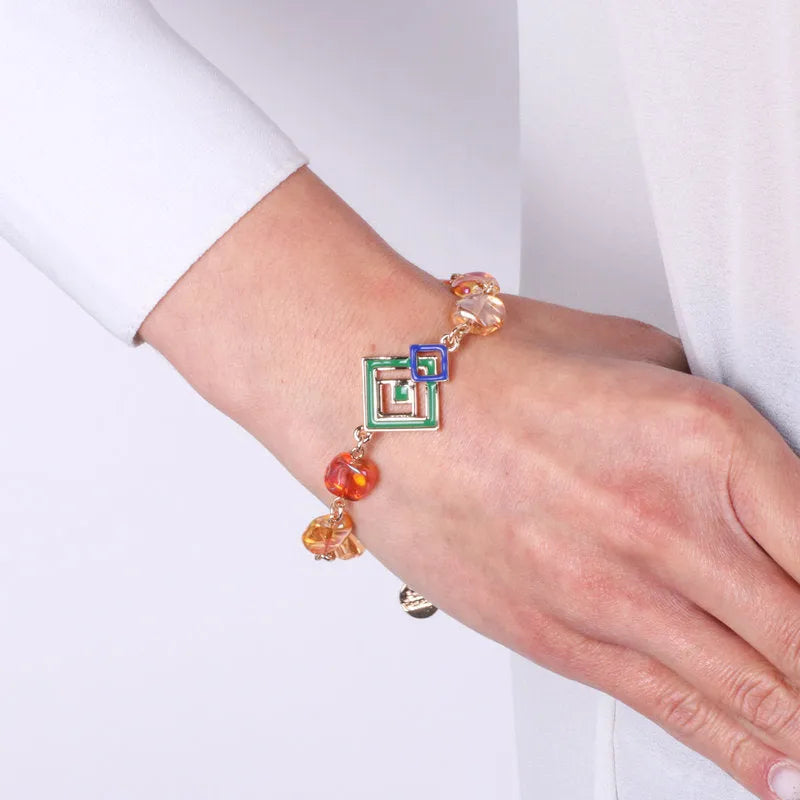 Bracciale in Metallo con cristalli ispirati all'art glass